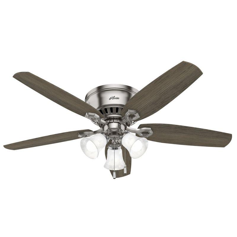 Builder Low Profile 52" 5 - Blade Flush Mount Ceiling Fan with Lights and Pull Chains