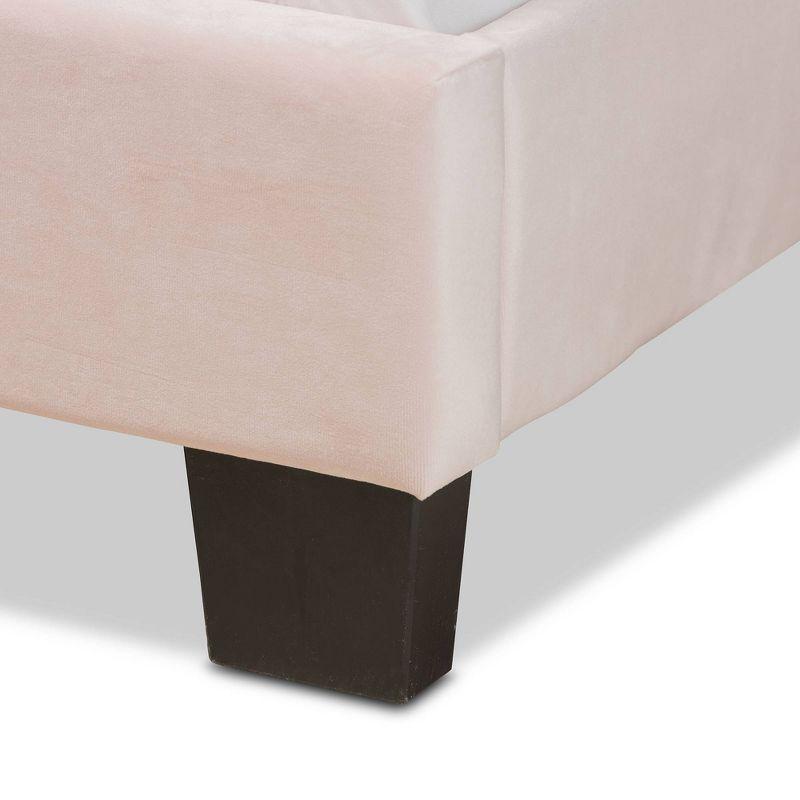 Queen Caprice Glam Velvet Fabric Upholstered Panel Bed Pink - Baxton Studio