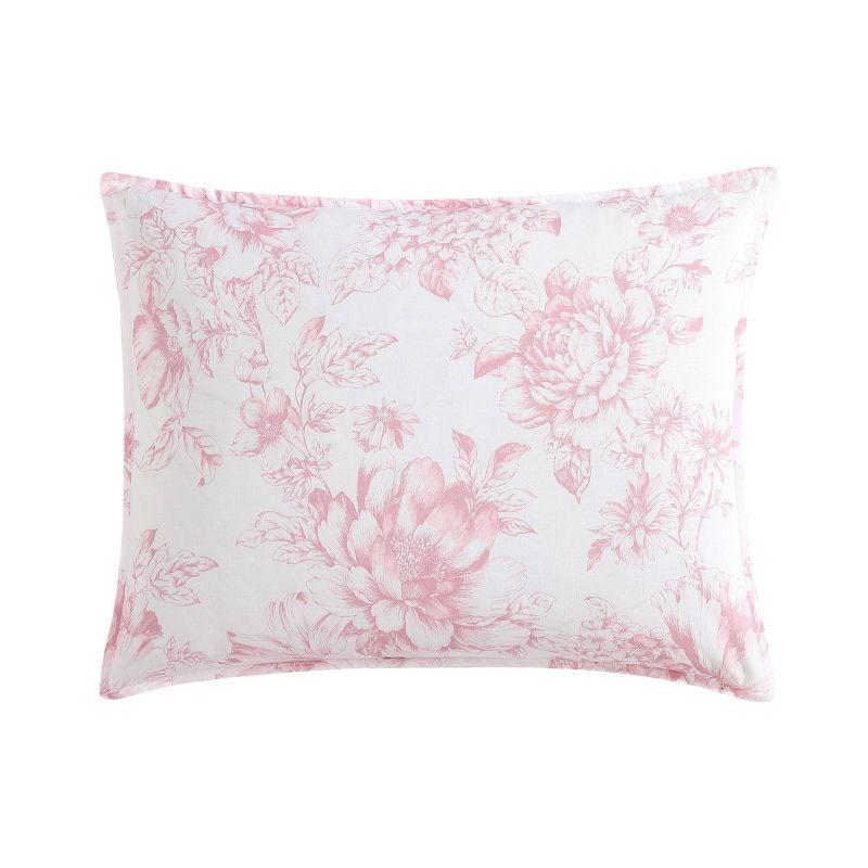 Laura Ashley Delphine Pink Cotton Reversible Comforter Set