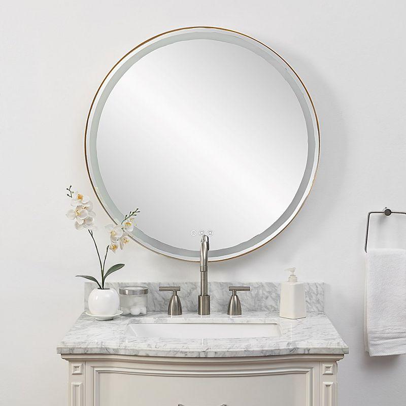 32-Inch Brass Round LED Vanity Mirror