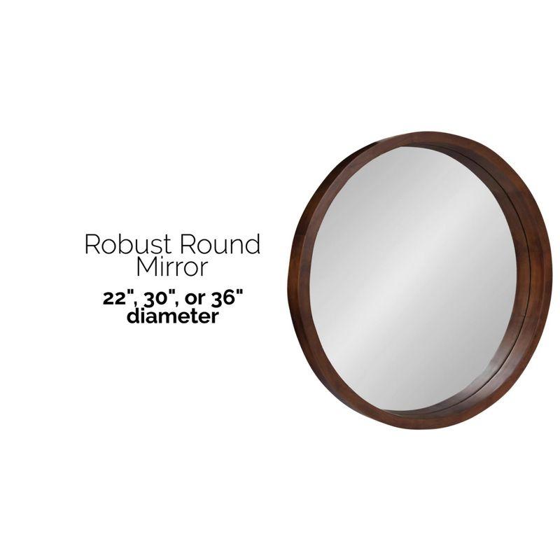 22" x 22" Hutton Round Wood Wall Mirror Rustic Brown - Kate and Laurel: Modern, No Assembly Required, Wall Mount