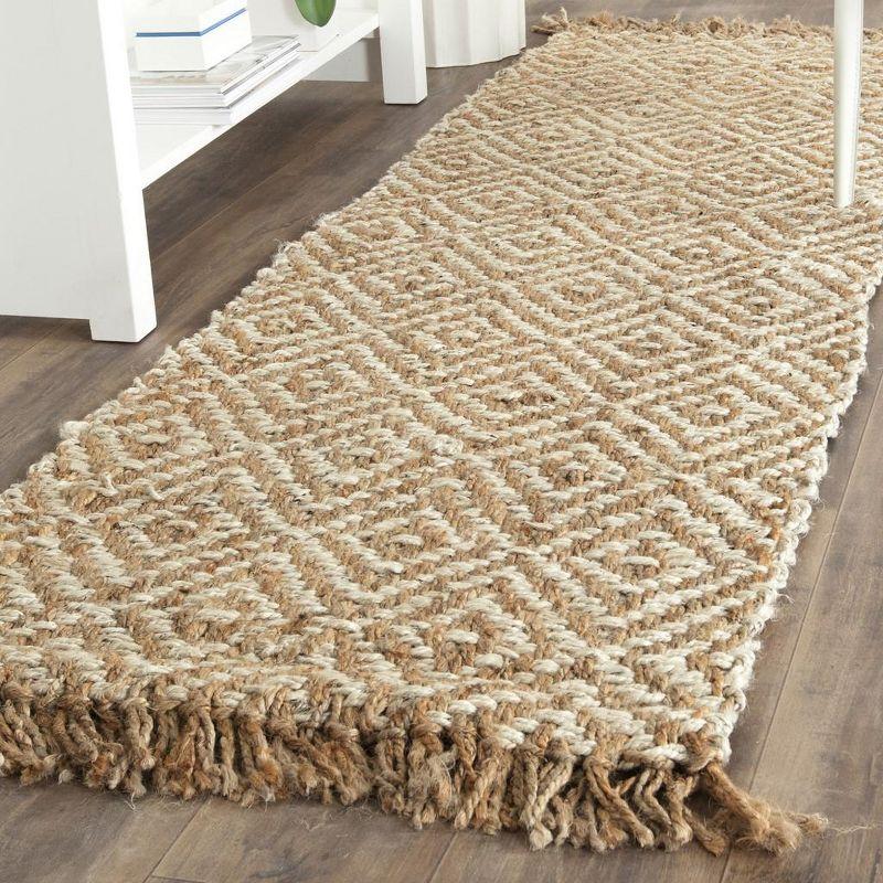 Handmade Ivory Jute Non-slip Area Rug 30" x 12"