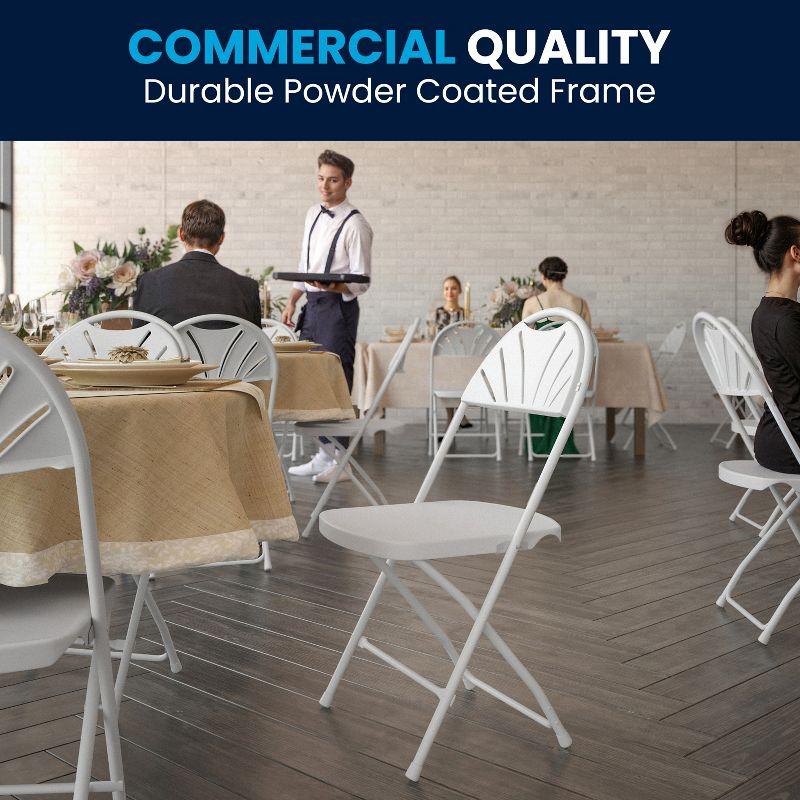 Flash Furniture 2 Pack HERCULES Series 650 lb. Capacity White Plastic Fan Back Folding Chair