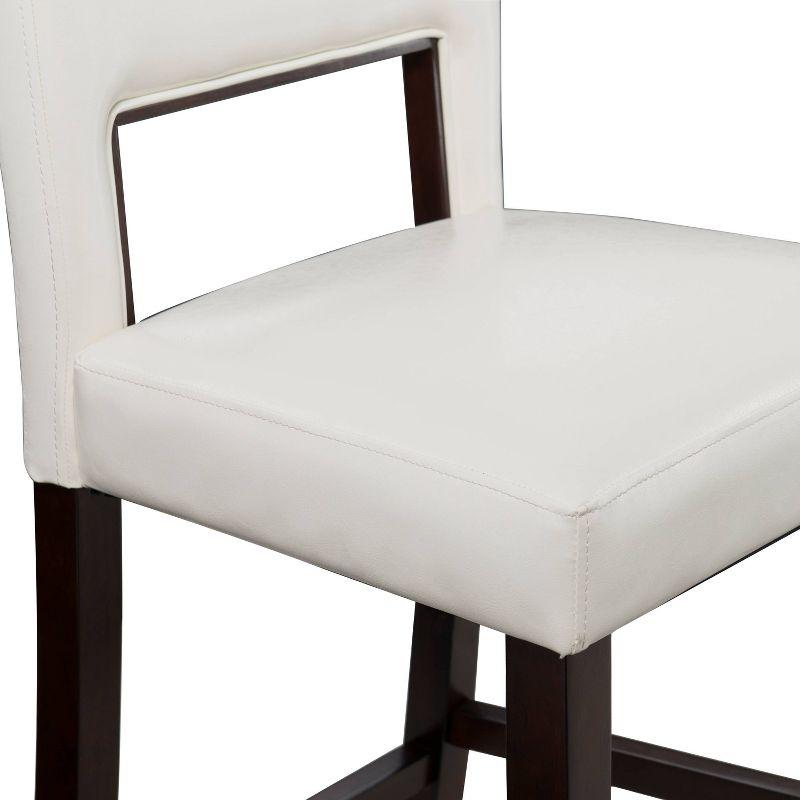 Elegant Vega 24" Espresso Finish Counter Stool with White Faux Leather