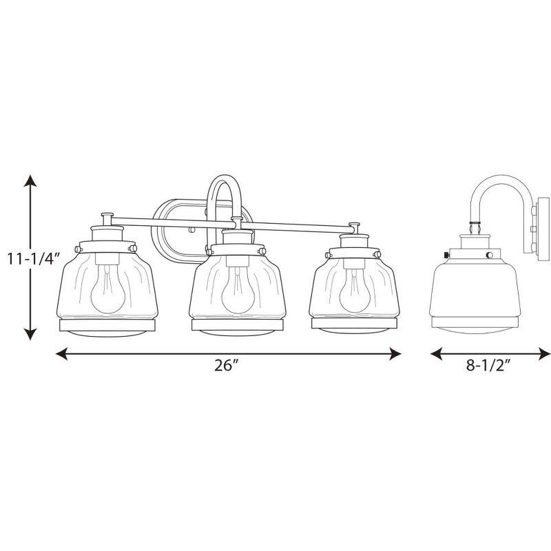 Progress Lighting Judson 3-Light Bath Vanity, Antique Bronze, Schoolhouse Globe Shade