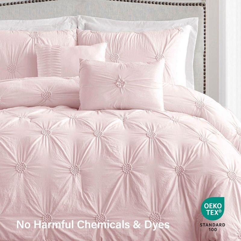 Swift Home Supreme Microfiber Floral Pintuck Microfiber 3-Piece Comforter Set