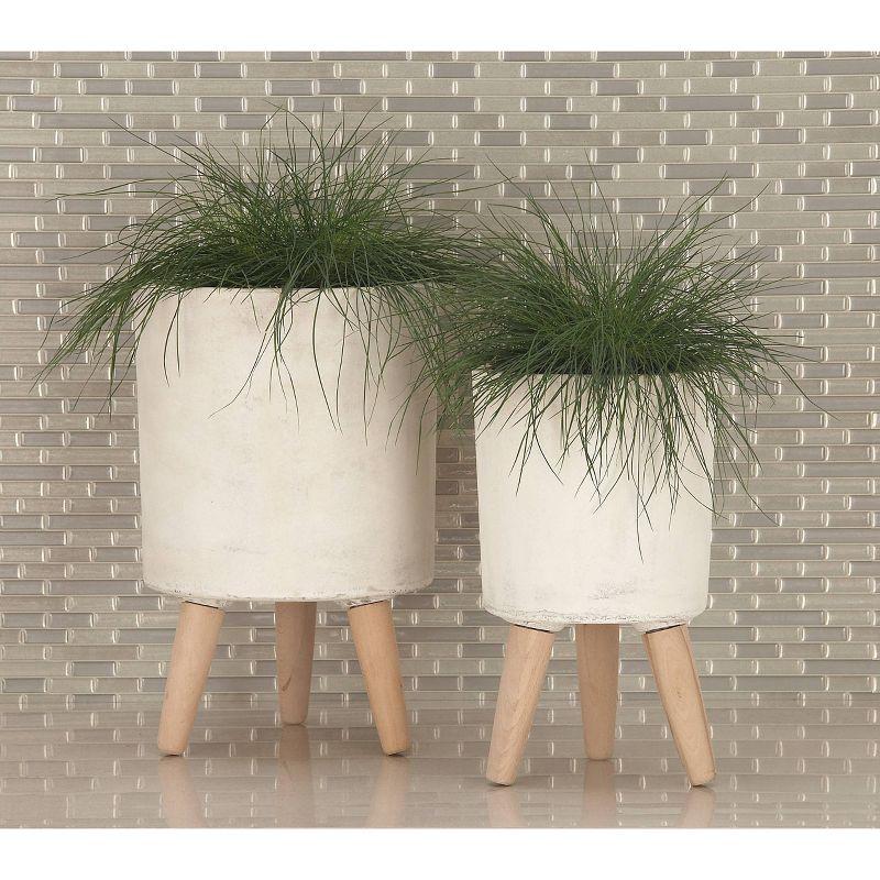 Set of 3 Planters with Wooden Legs - Olivia & May