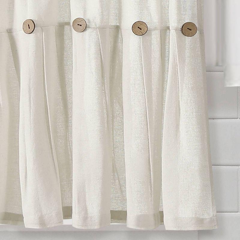 Lush Decor Linen Button Cotton Blend Tailored 29'' W Cafe Curtain (Set of 2)