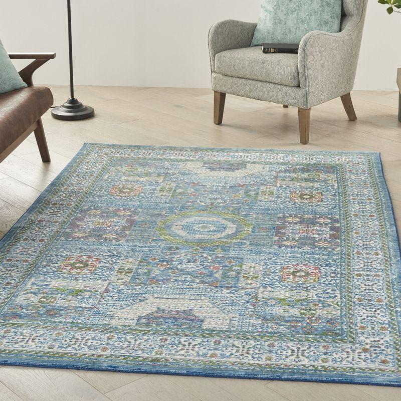 Nourison Global Vintage Ivory Light Blue Bohemian Indoor Rug