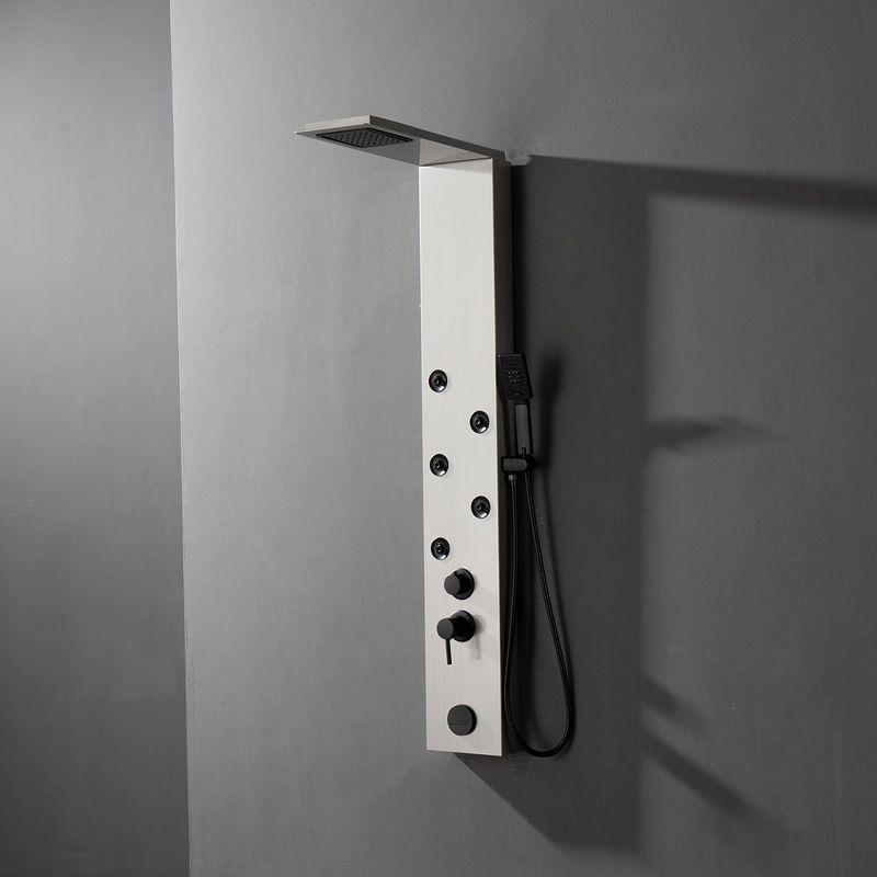 Brushed Nickel 4-Jet Rainfall Shower Panel System with Handheld Wand