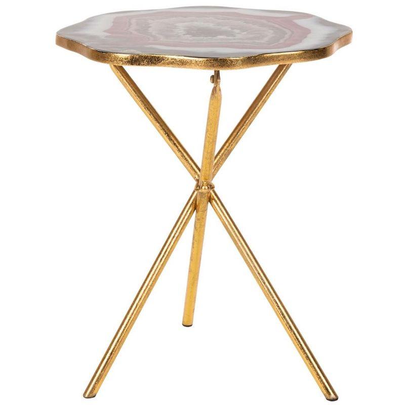 Celeste Faux Agate Side Table - Multi Color/Gold - Safavieh