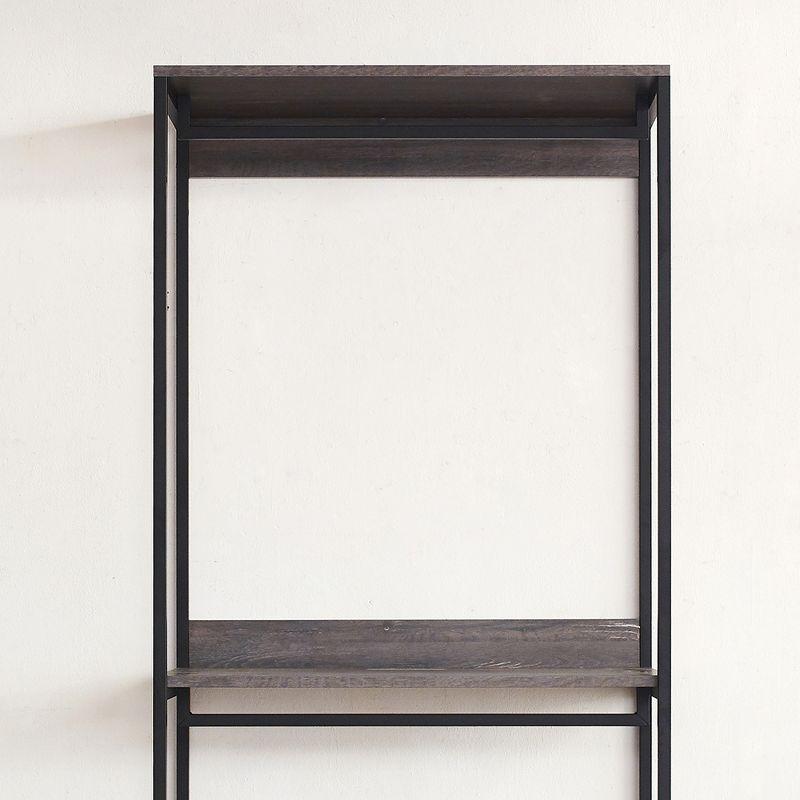 AndMakers Monica Farmhouse Industrial Wood Walk-in Closet with Two Shelves in Rustic Gray