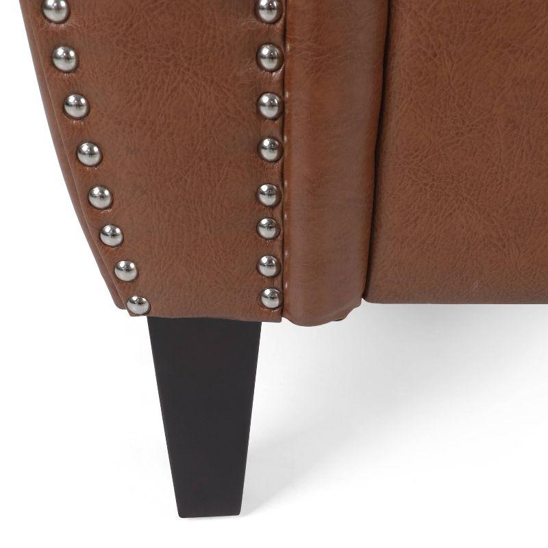 Christopher Knight Home Dowd Faux Leather Club Chair with Nailhead Trim Cognac Brown