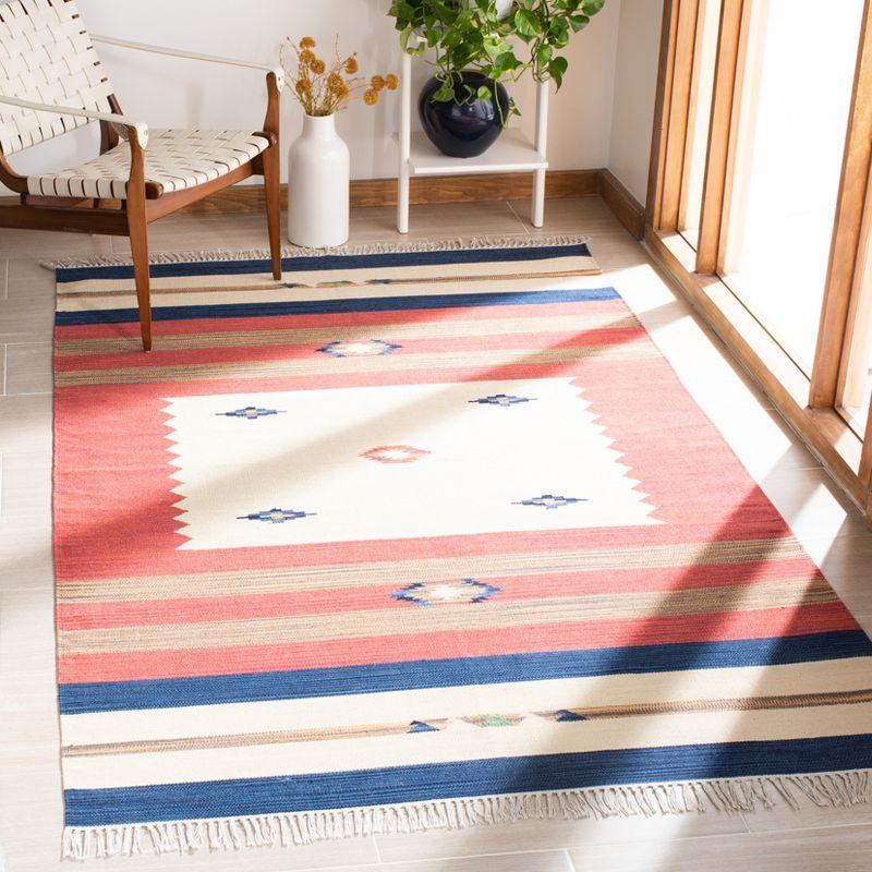 Coastal Breeze Blue Cotton Hand Woven Flatweave Rug - 3'x5'