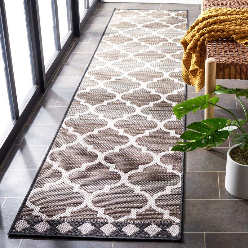 Havana Light Brown and Ivory Geometric Runner Rug