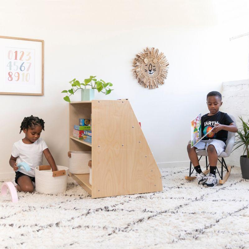 Natural Birch Double-Sided Mobile Book Display with Storage