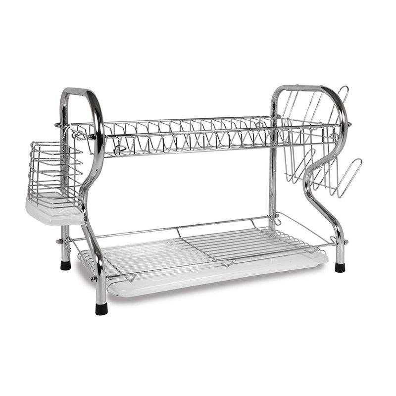 Chrome 24-Inch 2-Level Dish Rack with Utensil Cup