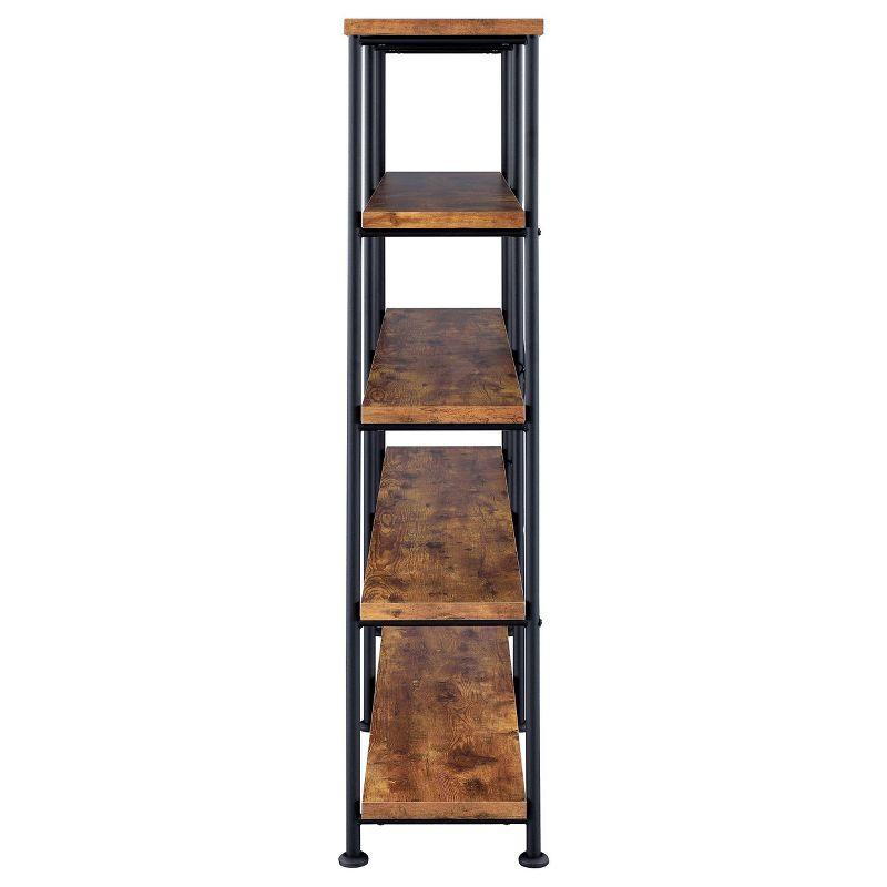 63" Analiese Double Bookcase with 4 Fixed Shelves, Industrial Design - Coaster