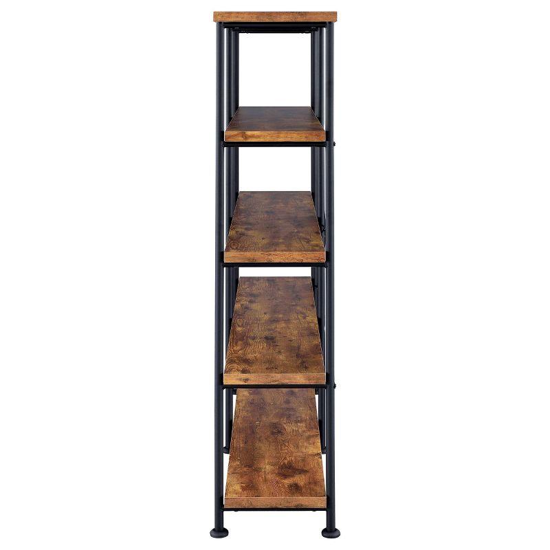 Contemporary 60'' Black and Antique Nutmeg Double Wide Bookcase