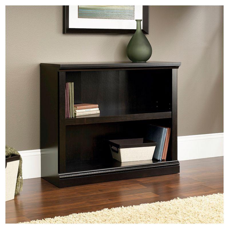 Sauder 29.9" 2Shelf Bookshelf Estate Black : Adjustable, Laminated, Mid-Century Modern Style: Particle Board Frame, Console Design
