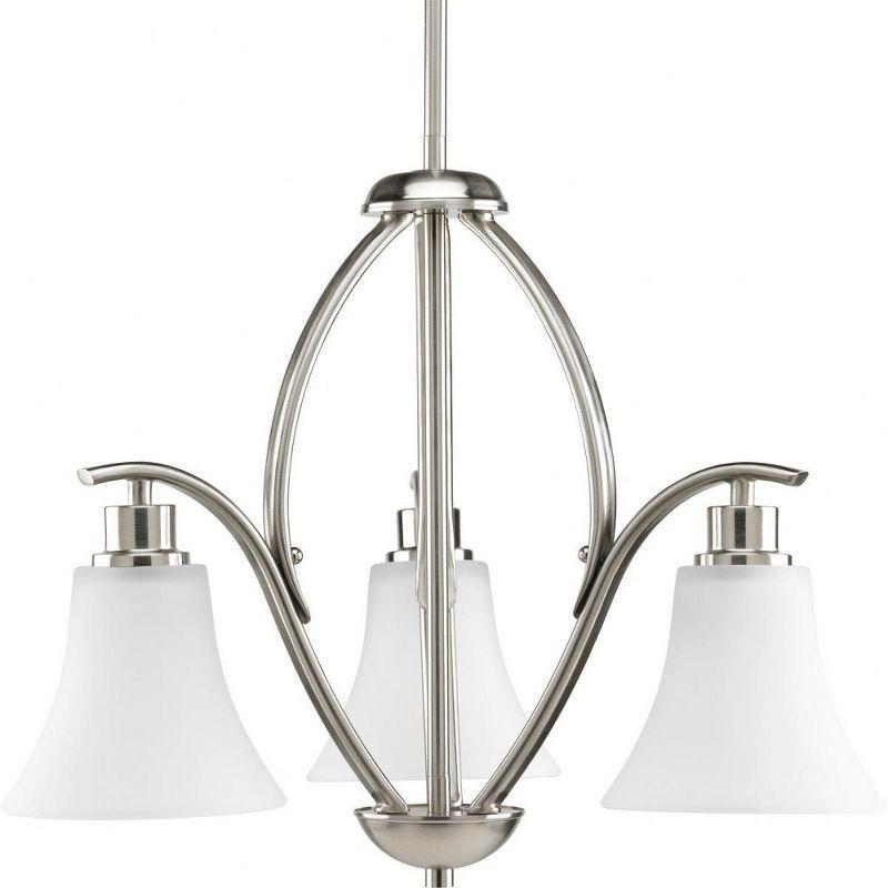 Progress Lighting Joy Collection 3-Light Chandelier, Brushed Nickel, Etched White Fluted Glass