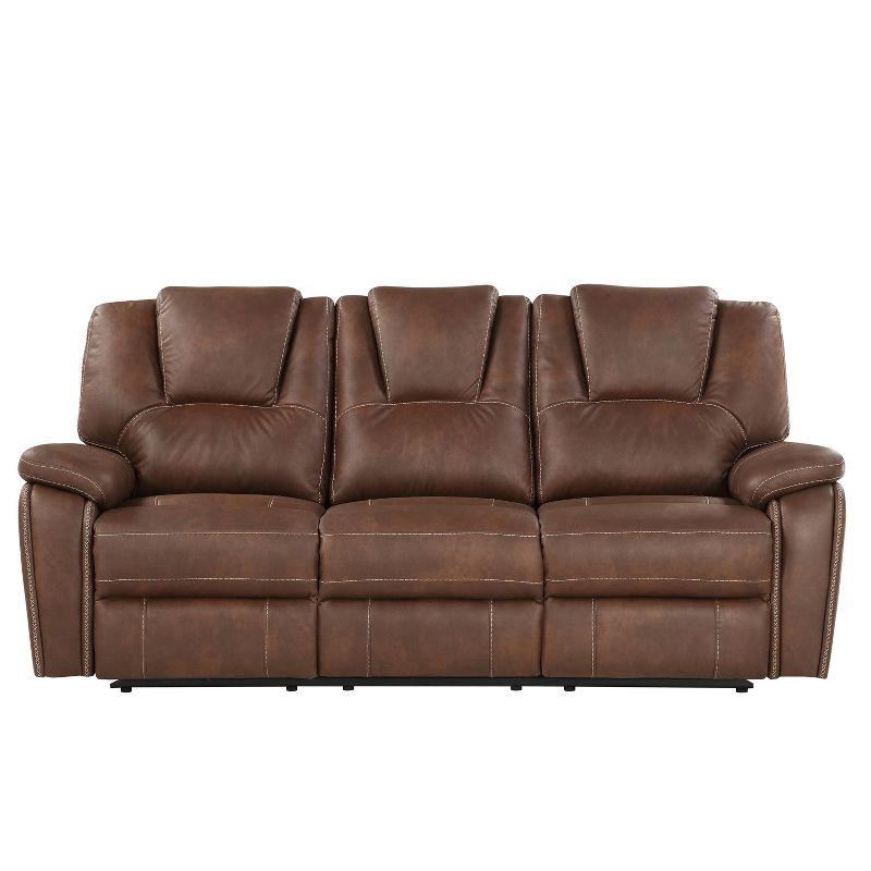 Chestnut Brown 83.5'' Faux Leather Pillow-Top Reclining Sofa