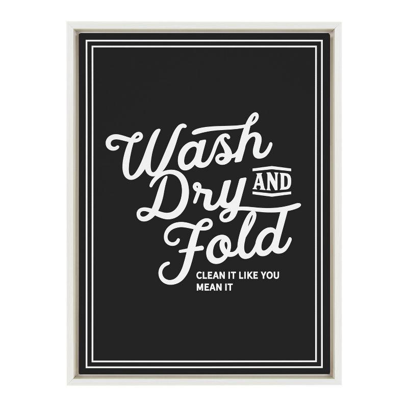 Wash Dry and Fold Black and White Canvas Print with Frame