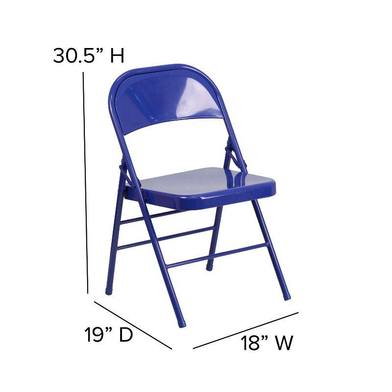 Flash Furniture 2 Pack HERCULES COLORBURST Series Cobalt Blue Triple Braced & Double Hinged Metal Folding Chair