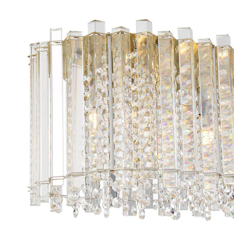 Possini Euro Design Mirabell Gold Linear Island Pendant Chandelier 34" Wide Modern LED Clear Glass Crystal 6-Light Fixture for Dining Room Kitchen