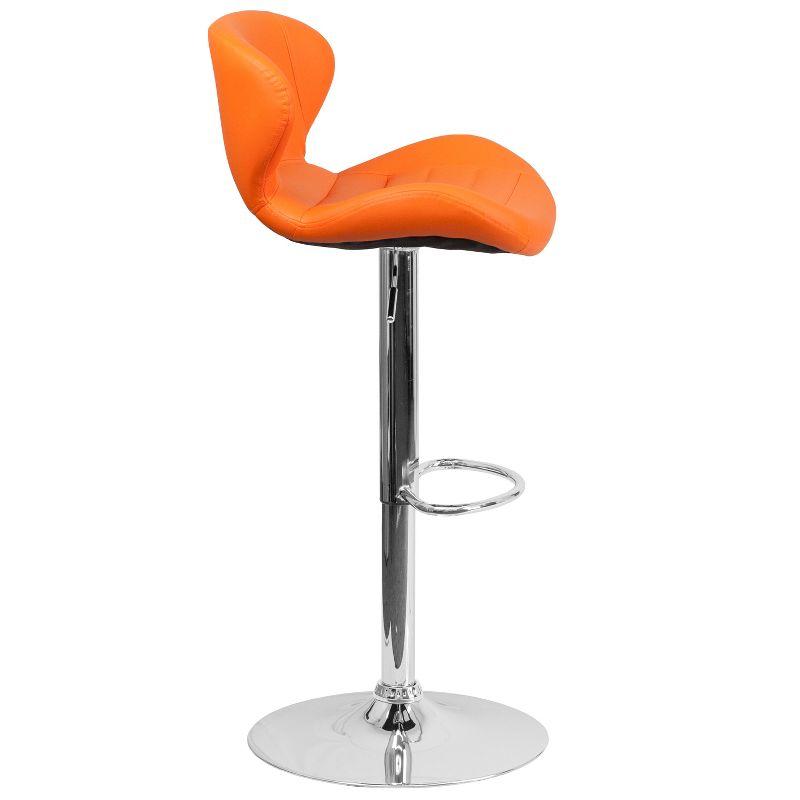 Flash Furniture Contemporary Orange Vinyl Adjustable Height Barstool with Curved Back and Chrome Base