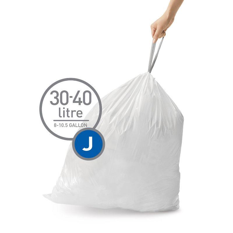 simplehuman simplehuman Code J Genuine Custom Fit Drawstring Trash Bags Dispenser Packs, 100 Count (Set of 5)