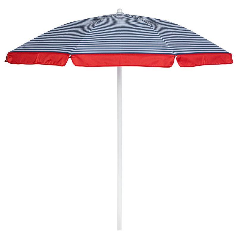 Picnic Time 5.5' Beach Compact Umbrella - Blue Pinstripe Pattern