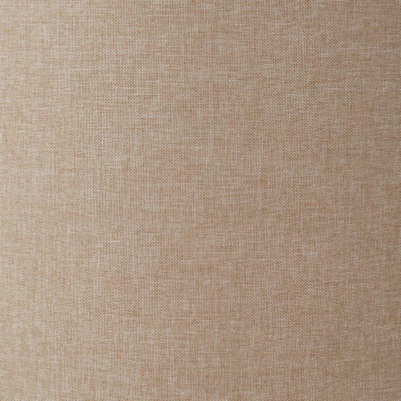 Ornavo Home Linen Upholstered Round Tufted Storage Ottoman with Wooden Legs - Gray