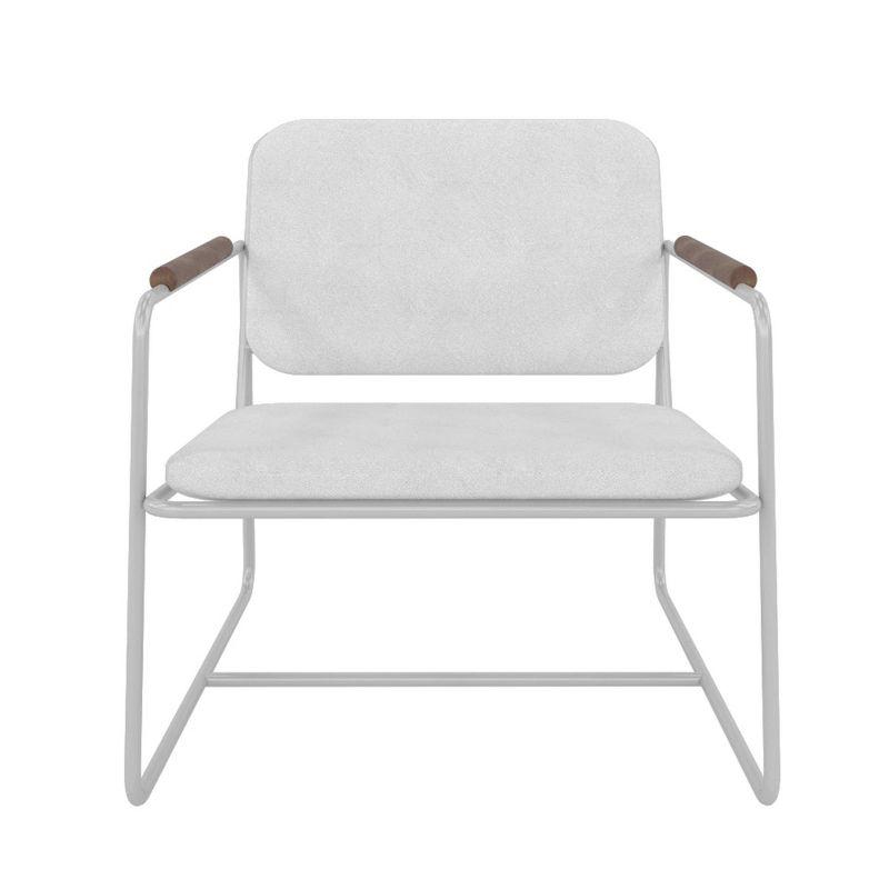 2.0 Whythe Low Accent Chair White - Manhattan Comfort: Faux Leather, Steel Legs, No Assembly Required