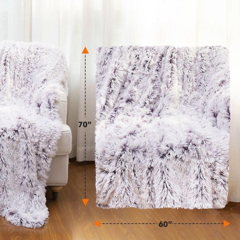 Cheer Collection Long Shaggy Hair Throw Blanket - Purple Ombre (60" x 70")