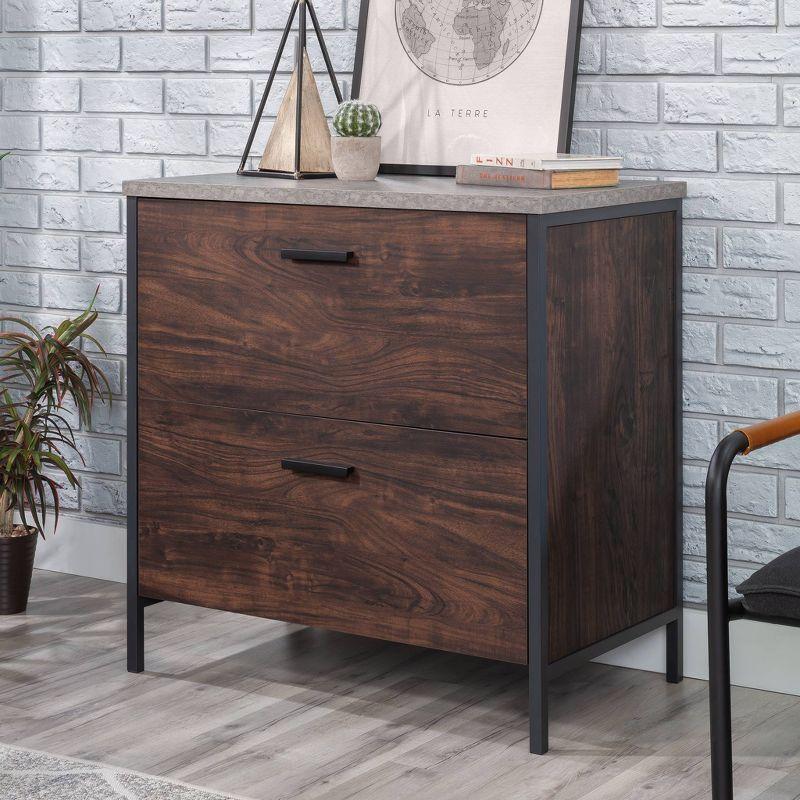 Rich Walnut and Slate Gray 2-Drawer Lockable Lateral File Cabinet