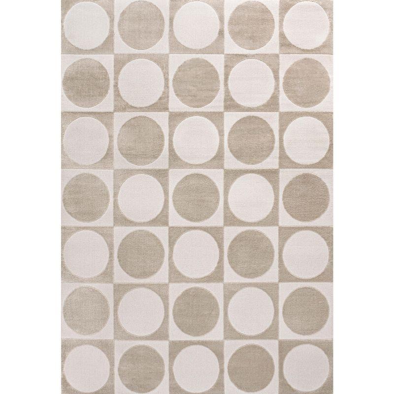 JONATHAN Y Helena Modern Geometric Circles In Squares High-Low Area Rug