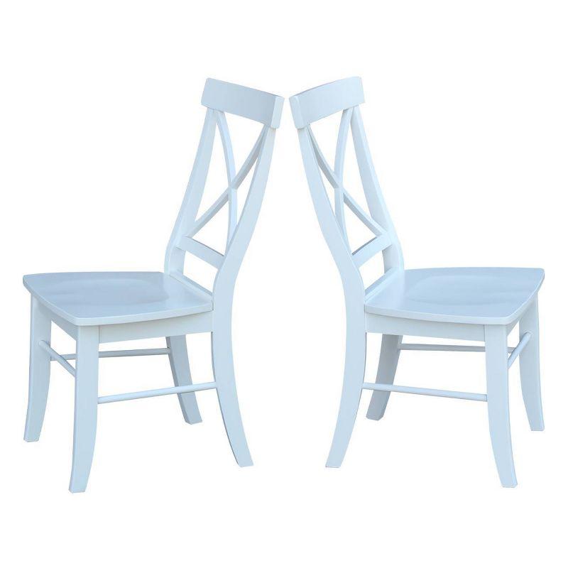 White High Cross Back Solid Wood Side Chair