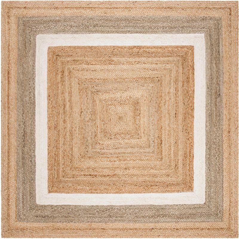 Ivory Square Hand-Knotted Jute & Sisal Blend Area Rug - 4'