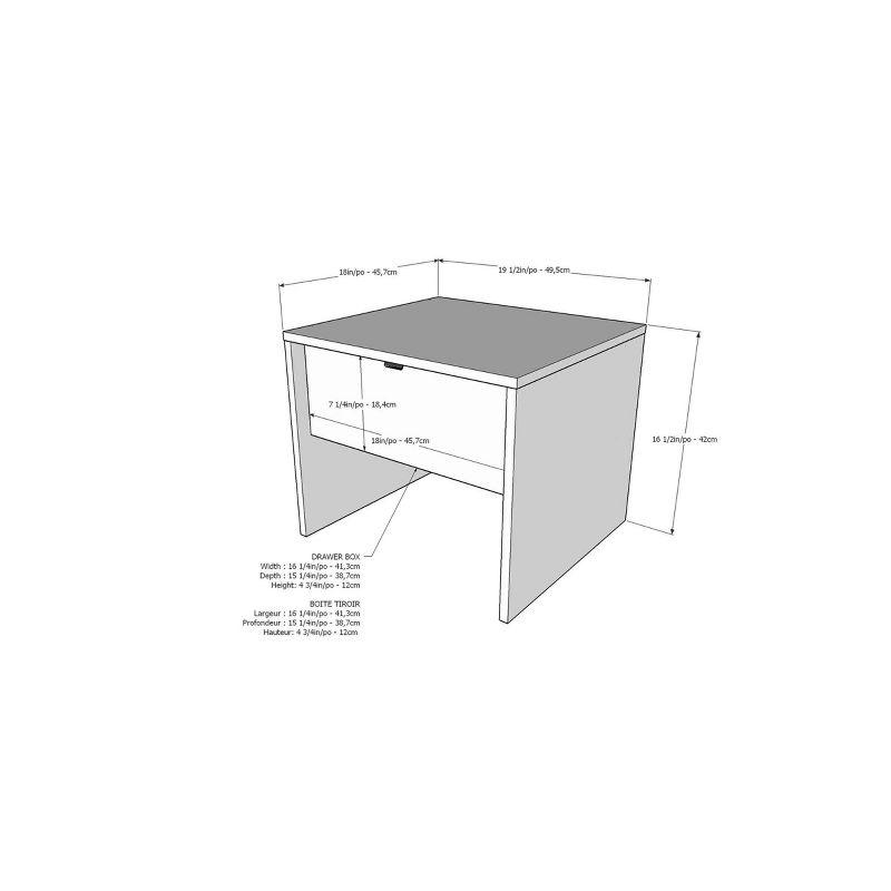 Nexera 1 Drawer Nightstand White/Bark Gray: Mid-Century Modern Bedside Table, Wood Composite, Spot Clean