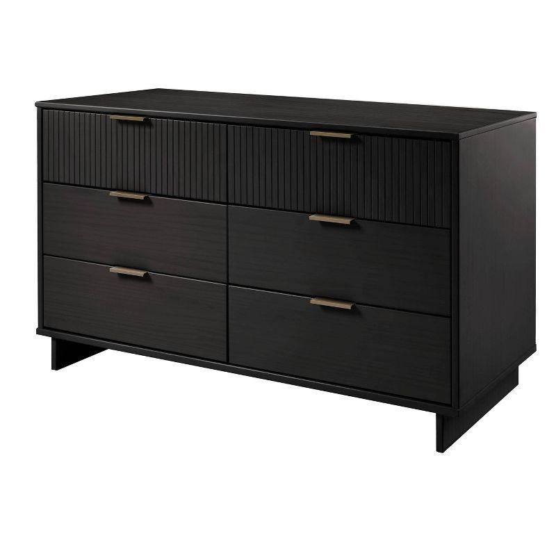 Granville Modern 6 Drawer Double Wide Dresser Black - Manhattan Comfort: Bedroom Storage, Soft Close