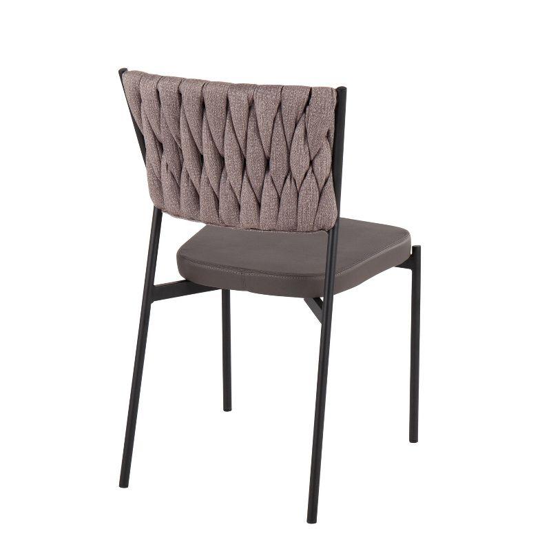 Contemporary Braided Tania Dark Gray Faux Leather Dining Chair Set