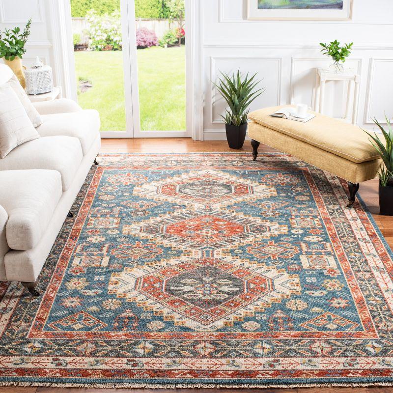 Hand-Knotted Samarkand Blue & Green Wool 6' x 9' Area Rug