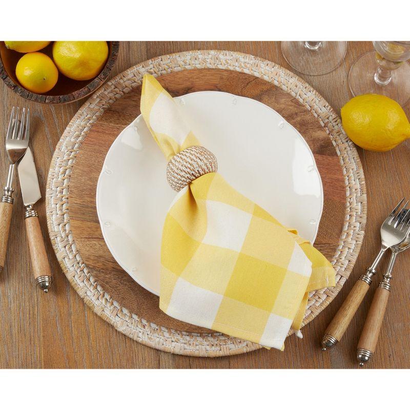 Saro Lifestyle Cotton Blend Buffalo Plaid Table Napkins (Set of 4), Yellow, 20" x 20"