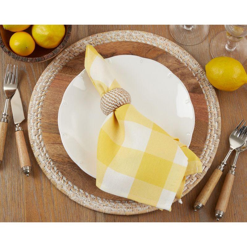 Yellow and White Buffalo Plaid Cotton Blend Table Napkins Set of 4