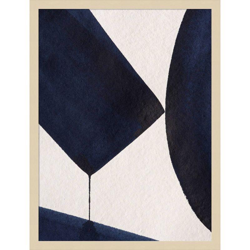 Navy and Tan Abstract Geometric Framed Wall Art Print