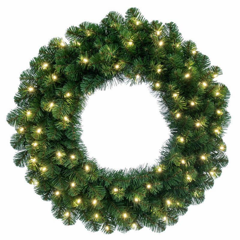 Vickerman 72" Oregon Fir Artificial Christmas Wreath, Warm White Single Mold LED Wide Angle Lights