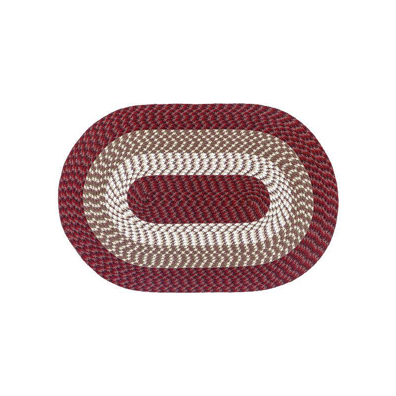 48" x 72" Alpine Collection Burgundy Stripe Reversible Indoor Area Utility Oval Rug - Better Trends
