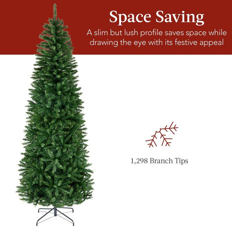 Best Choice Products Unlit Pencil Christmas Tree, Spruce Style Holiday Décor w/ Metal Base