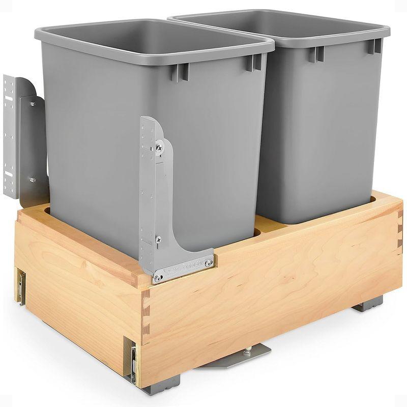 Rev-A-Shelf Rev-A-Shelf Double Pull Out Bottom Mount Trash Can, Gray